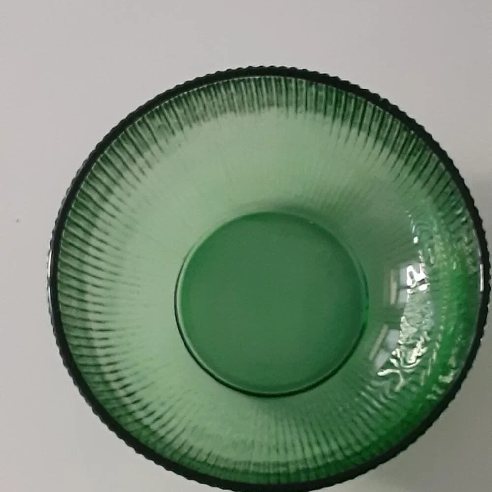 E.O. Brody Co. Cleveland USA Ridged Green Glass Bowl